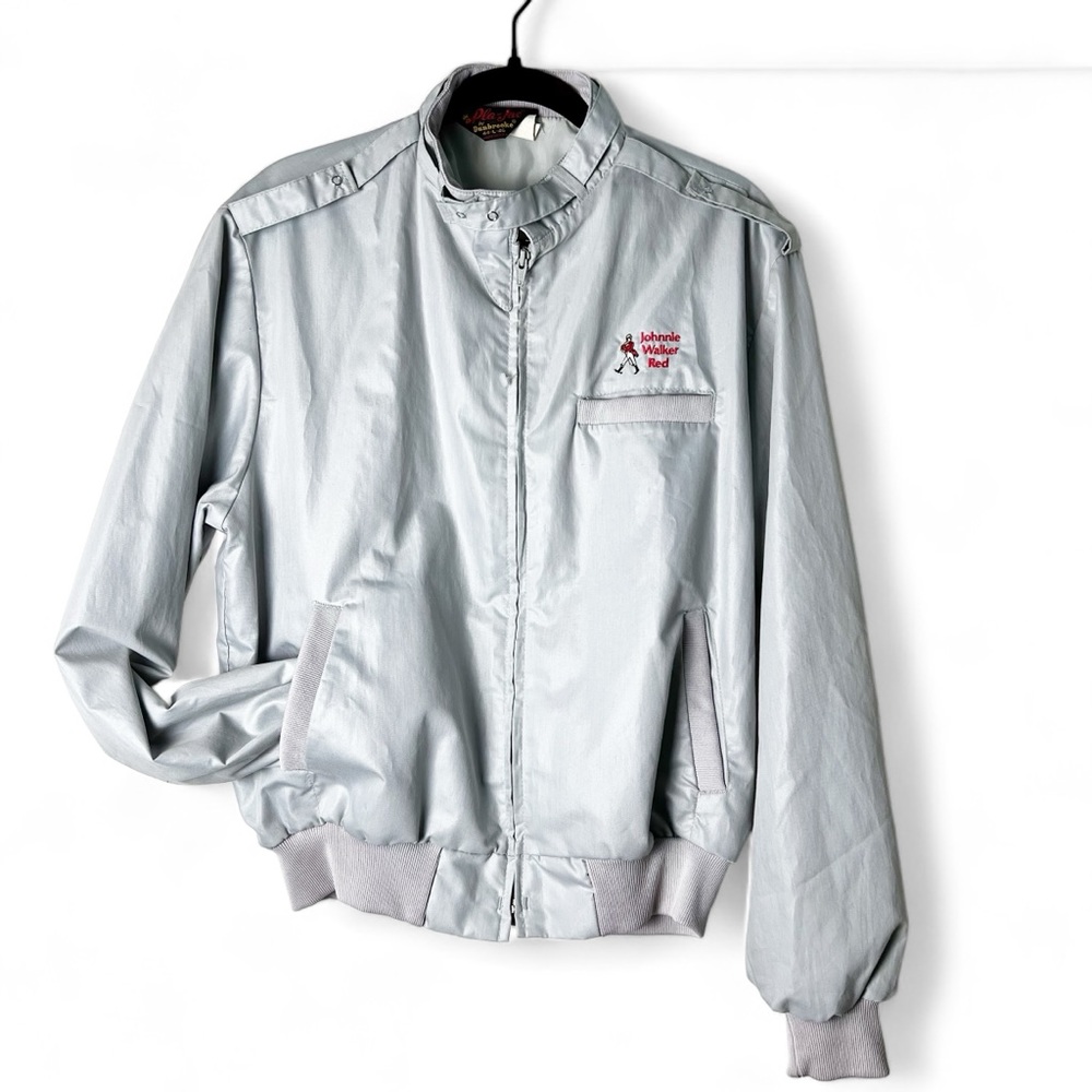 Pla-Jac Dunbrooke - Men’s Vintage Johnny Walker Gray Bomber Winderbreaker- Sz. L